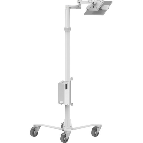 Compulocks CLRS01 Universal Rolling Tablet Stand with Articulating Arm - 13" Screen Support - Height Adjustable - White Powder Coated