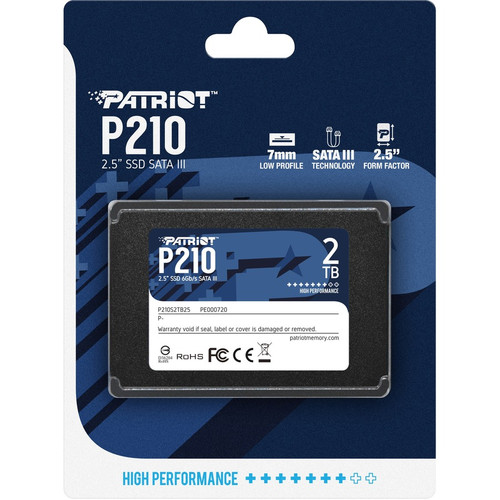 Patriot Memory P210 P210S2TB25 2 TB Solid State Drive - 2.5" Internal - SATA (SATA/600) - Desktop PC Device Supported - 960 TB TBW - - (P210S2TB25)