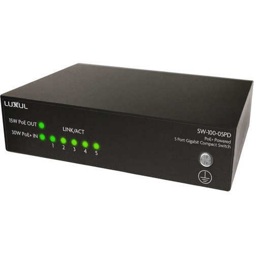 Luxul 5 Port Gb Multi-Mount Switch w/ PD Power - 5 Ports - 2 Layer Supported - 5.80 W Power Consumption - 15 W PoE Budget - Twisted - (Fleet Network)