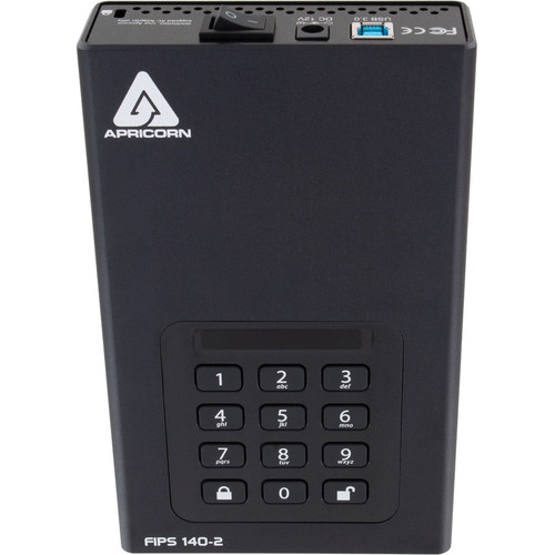Apricorn Aegis Padlock DT FIPS ADT-3PL256F-18TB 18 TB Desktop Hard Drive - External - Black  - Desktop PC Device Supported - USB 3.2 - (Fleet Network)