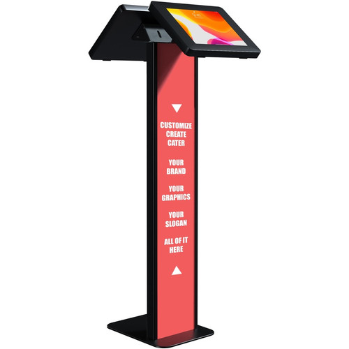 CTA Digital Customizable Dual Enclosure Locking Floor Stand Kiosk with Graphic Card Slot for Branding for 10.2" iPad 7th/ 8th/ 9th Gen (Fleet Network)