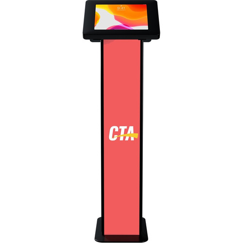 CTA Digital PAD-PARAF2 Dual Enclosure Locking Floor Stand Kiosk for 10. 2" iPad 7th/8th/9th Gen - 11" Max Screen - Steel - Black
