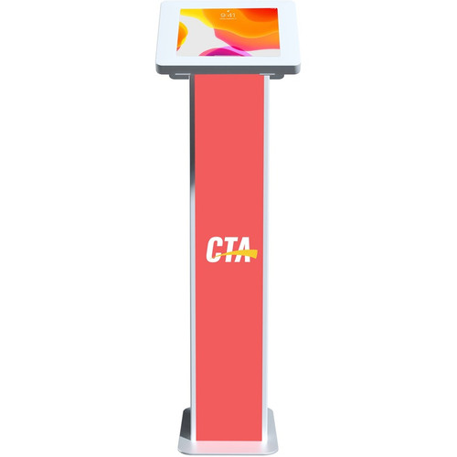 CTA Digital PAD-PARAF2W Dual Enclosure Locking Floor Stand Kiosk for 10. 2" iPad 7th/8th Gen - White Steel Security Stand