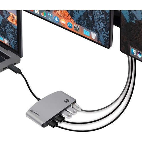 ThunderBolt 3 Dual HDMI Portable Docking Station With 4K Display Gigabit Ethernet And USB-A Ports ALOGIC Space Grey X TB3D2HDPBL-SGR