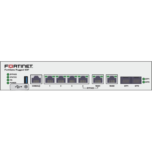 Fortinet FGR60F3G4GBDL-950-12 FortiGate Rugged Industrial Firewall Appliance - 6x Gigabit Ports - 2x SFP Slots - 100 VPNs - Desktop/DIN Rail/Wall