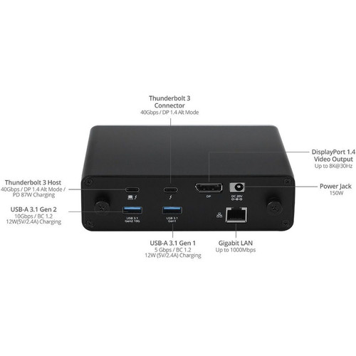 SIIG Thunderbolt 3 DisplayPort 1.4 Docking Station With Dual M.2 NVMe SSD Bays And Power Delivery Notebook/Desktop For DP PC W JU-DK0K11-S1