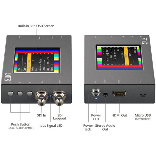 SIIG SDI To HDMI Converter With Scaler Monitor And Audio Extraction For 1080p Conversion Functions Scaling 3G-SDI Signal Video X CE-SD0J11-S1