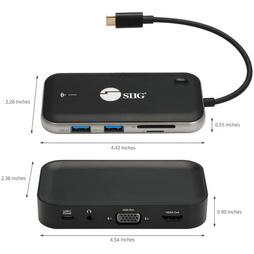 SIIG Wireless USB-C Video Hub Extender With Transmitter And Receiver For Cable Free Display Device Output Input Range Ft Mm CE-H26P11-S1
