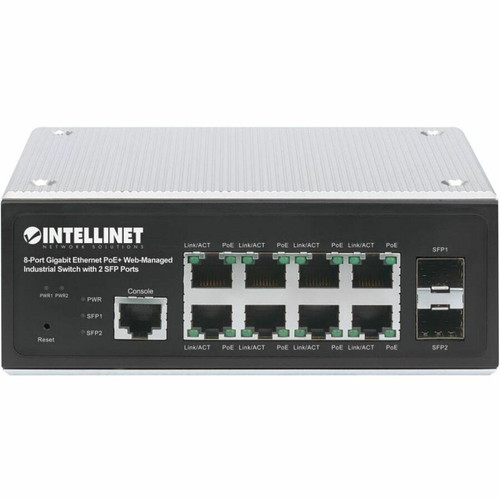 Intellinet Ethernet Switch - 8 Ports - Manageable - Gigabit Ethernet - 10/100/1000Base-T, 1000Base-X - 2 Layer Supported - Modular - 2 (Fleet Network)