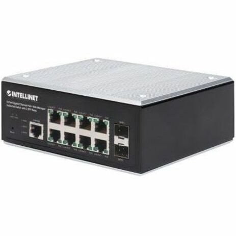 Intellinet 508278 8-Port Managed Gigabit PoE+ Switch - 240W Budget - 2 SFP Slots - DIN Rail Mountable