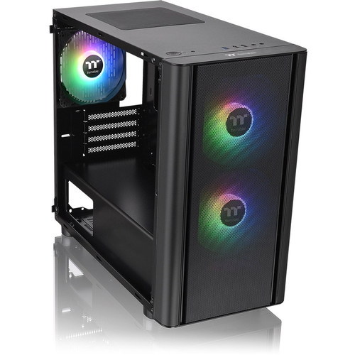 Thermaltake V150 Tempered Glass ARGB Breeze Micro Chassis - Mid-tower - Black - SPCC, Tempered Glass - 2 x Bay - 0 - Micro ATX, Mini - (CA-1R1-00S1WN-02)