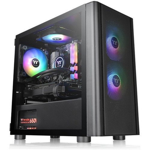 Thermaltake V150 Tempered Glass ARGB Breeze Micro Chassis - Mid-tower - Black - SPCC, Tempered Glass - 2 x Bay - 0 - Micro ATX, Mini - (CA-1R1-00S1WN-02)