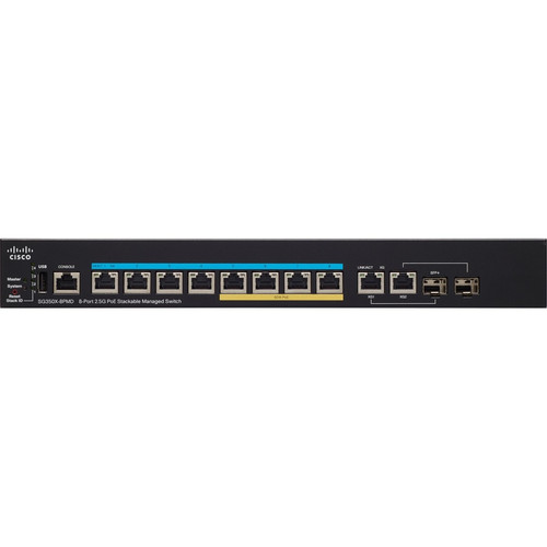 Cisco SG350X-8PMD 8-Port 2.5G PoE Stackable Managed Switch - 8 Ports - Manageable - Refurbished - 3 Layer Supported - Modular - 312.40 (Fleet Network)