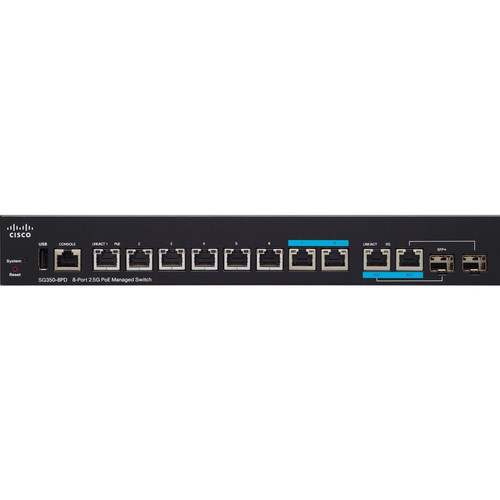 Cisco SG350-8PD 8-Port 2.5G PoE Managed Switch - 8 Ports - Manageable - Refurbished - 3 Layer Supported - 167 W Power Consumption - - (Fleet Network)