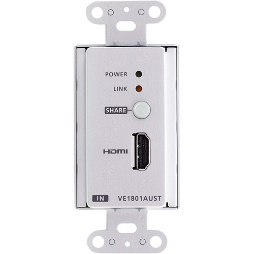 ATEN HDMI HDBaseT Lite Transmitter With US Wall Plate And PoH For Compact Installations 1 Input Device 229.66 Ft Range VE1801AUST