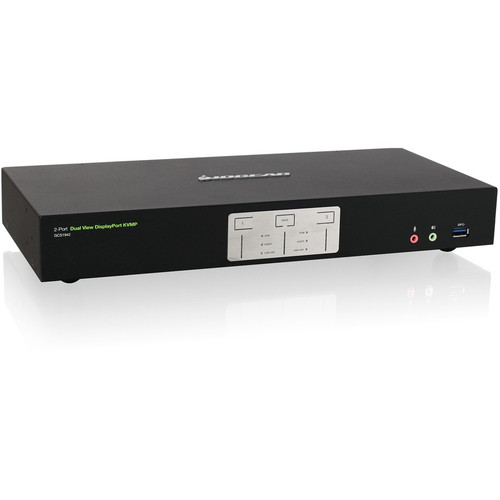 IOGEAR 2-Port 4K Dual View DisplayPort KVMP Switch with USB 3.0 Hub and Audio - 2 Computer(s) - 4096 x 2160 - 1 x Network (RJ-45) - 6 (Fleet Network)