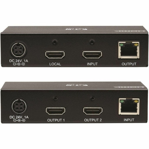 Tripp Lite by Eaton B127A-2A1-BHBH Video Extender Transmitter/Receiver - 1 Input - 2 Output - 4K UHD - 230 ft Range - Rack/Wall Mount