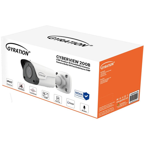 Gyration CyberView 200B 2MP Indoor/Outdoor Bullet Network Camera - 1080p HD - 98.43 ft IR Night Vision - IP67 - H. 265