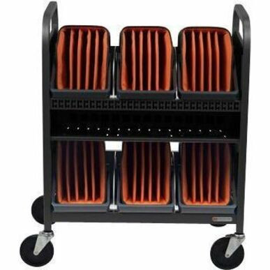 Bretford CUBE Transport Cart with Caddies - TVCT30CAD - 4 Casters - Steel - 26.5" Width x 19.5" Depth x 36" Height - For 30 Devices (Fleet Network)