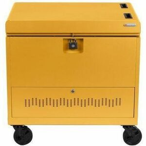 Bretford CUBE Toploader Cart with Caddies - 4 Casters - Steel - 34" Width x 23" Depth x 33" Height - Mustard - For 30 Devices (Fleet Network)