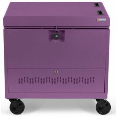 Bretford CUBE Toploader Cart with Caddies - 4 Casters - Steel, Foam - 34" Width x 23" Depth x 33" Height - Orchid - For 30 Devices (Fleet Network)
