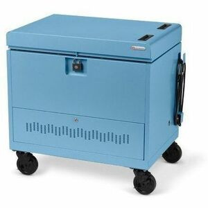 Bretford CUBE Toploader Cart with Caddies PRE-WIRED - 4 Casters - Steel - 34" Width x 23" Depth x 33" Height - Sky - For 30 Devices (Fleet Network)