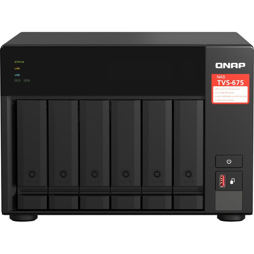 QNAP TVS-675 SAN/NAS Storage System - Zhaoxin KX-U6580 Octa-core (8 Core) 2.50 GHz - 6 x HDD Supported - 6 x SSD Supported - 8 GB RAM (Fleet Network)