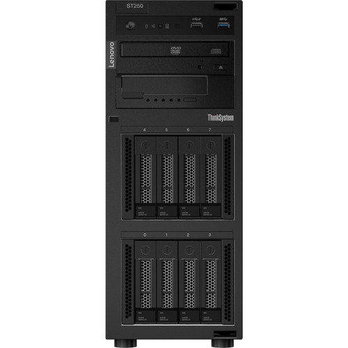 Lenovo 7Y45A064NA ThinkSystem ST250 4U Tower Server - Intel Pentium G5400 3. 70GHz Dual-Core - 8GB TruDDR4 ECC RAM - 128GB Max - 250W PSU - Gigabit