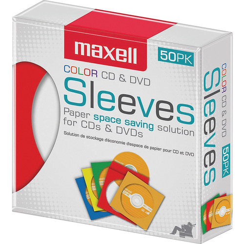 Maxell CD-401 Multi-Color CD & DVD Sleeve - Sleeve - Plastic - Assorted, Clear (Fleet Network)