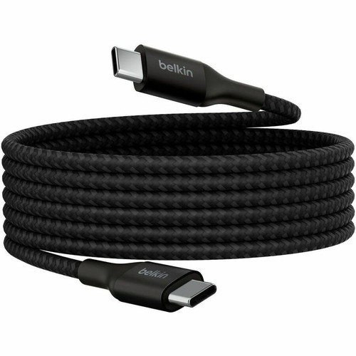 Belkin 240W USB-C to USB-C Cable - 480 Mbps - Nylon, Braided - M/M - 2m/6.6ft - Black - 6.6 ft USB-C Data Transfer Cable for MacBook, (Fleet Network)