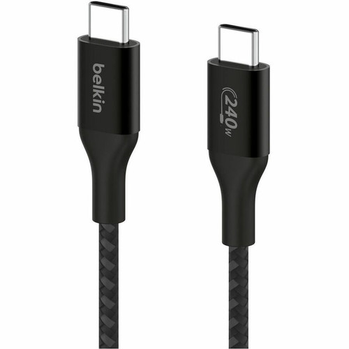 Belkin CAB015bt2MBK BoostCharge USB-C to USB-C Cable 240W - 6. 6ft/2m Nylon Braided - 480 Mbps Data Transfer - Black