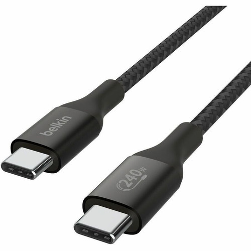 Belkin CAB015bt2MBK BoostCharge USB-C to USB-C Cable 240W - 6. 6ft/2m Nylon Braided - 480 Mbps Data Transfer - Black