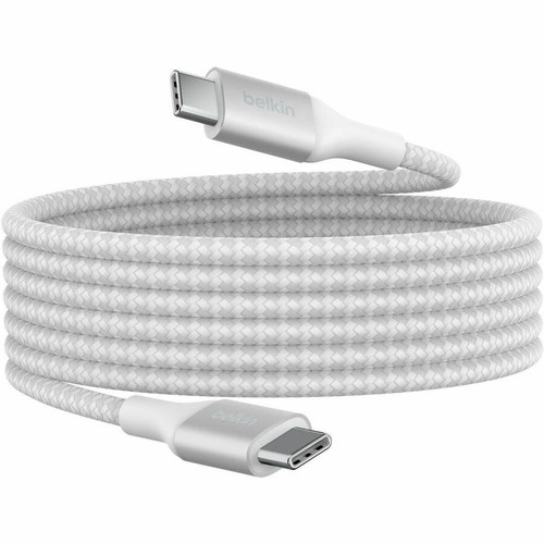 Belkin 240W USB-C to USB-C Cable - 480 Mbps - Nylon, Braided - M/M - 2m/6.6ft - White - 6.6 ft USB-C Data Transfer Cable for MacBook, (Fleet Network)