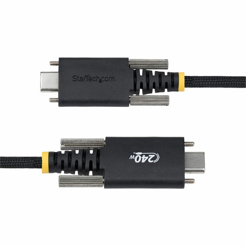 StarTech. com S2CEPR2M-USBSL-CABLE USB-C Charging Cable - 6. 6ft - 2m Side Screw Locking - 240W PD EPR - USB 2. 0 - Silicone Braided Jacket - Black