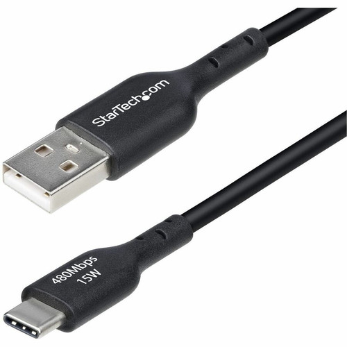 StarTech.com 3ft (91cm) USB-A to USB-C Charging Cable, Charge & Sync, 3A, USB 2.0, TPE Jacket - Black USB Charging Cord - USB-A to and (Fleet Network)