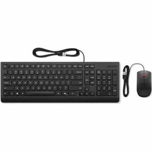 Lenovo Essential Wired Combo Black US English - USB Type A Membrane Cable Keyboard - English (US) - Black - USB Type A Cable Mouse - - (Fleet Network)