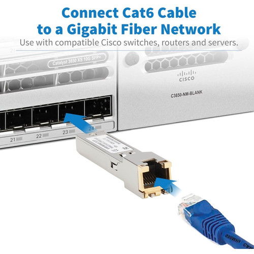 Tripp Lite series Cisco SFP (mini-GBIC) Module - For Data Networking - 1 x RJ-45 1000Base-TX LAN - Twisted PairGigabit Ethernet - - (N286-01GLC-TE)