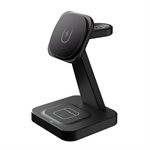 MagSafe Compatible Wireless 3 In 1 Charging Stand Black LAX Private Mould MG3IN1STB