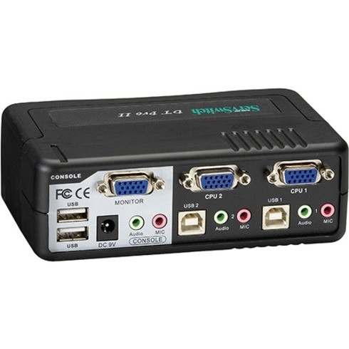 Black Box KV7020A-K DT Pro II Desktop KVM Switch - 2-Port - VGA - USB/PS/2 - Audio - 1920 x 1440
