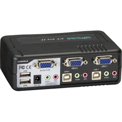 Black Box DT Pro II Desktop KVM Switch - VGA, USB or PS/2, Audio, 2-Port - 2 Computer(s) - 1 Local User(s) - 1920 x 1440 - 2 x PS/2 - (Fleet Network)