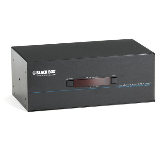 Black Box ServSwitch Wizard VGA, USB, Quad-Head Video - 4 Computer(s) - 1 Local User(s) - 1920 x 1200 - 8 x USB - 20 x VGA - Desktop (Fleet Network)