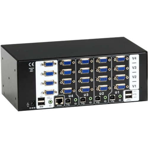 Black Box KV3404A ServSwitch Wizard Quad-Head VGA USB KVM Switch - 4-Computer Desktop Switch with 1920 x 1200 Resolution