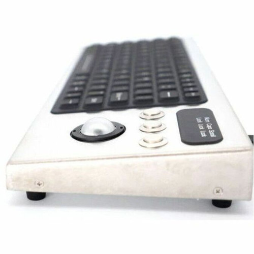 iKey Stainless Steel Keyboard with Integrated Trackball - Cable Connectivity - LED - Rugged - Trackball - Industrial Silicon Rubber (DBL-810-TB)
