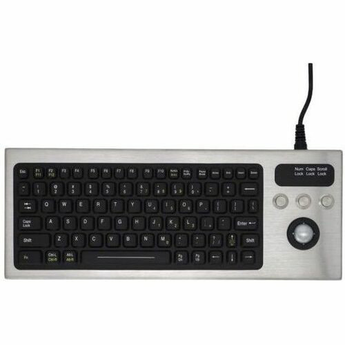 iKey Stainless Steel Keyboard with Integrated Trackball - Cable Connectivity - LED - Rugged - Trackball - Industrial Silicon Rubber (Fleet Network)