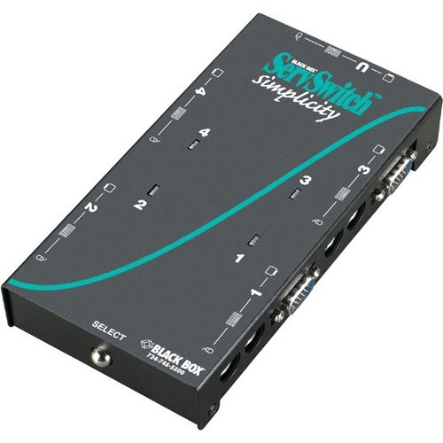 Black Box ServSwitch Simplicity 4-Port KVM Switch - 4 Computer(s) - VGA, SVGA, XGA - 1024 x 768 - Desktop, Wall Mountable (Fleet Network)