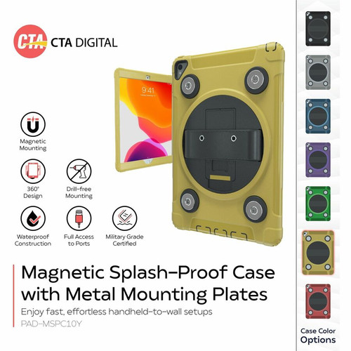 CTA Digital Yellow Magnetic Splash-Proof Case With Metal Mounting Plates For 10.2 And 10.5 Inch iPad Models Air Gen Pro PAD-MSPC10Y
