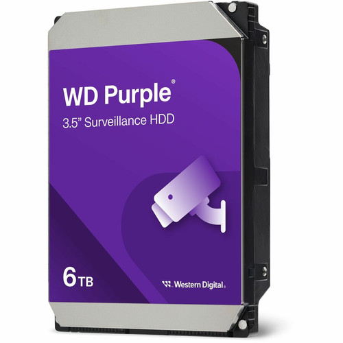 Western Digital Purple WD63PURZ 6 TB Hard Drive - 3.5" Internal - SATA (SATA/600) - Conventional Magnetic Recording (CMR) Method - - 3 (WD63PURZ)
