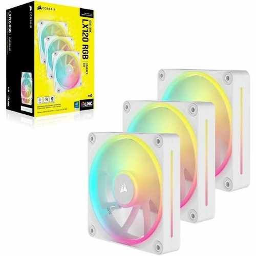 Corsair iCUE LINK LX120 RGB 120mm PWM Fans Starter Kit - White - 3 x Fan(s) - 69.90 CFM (118.76m³/h) Maximum Airflow - 2400 rpm - Dome (Fleet Network)