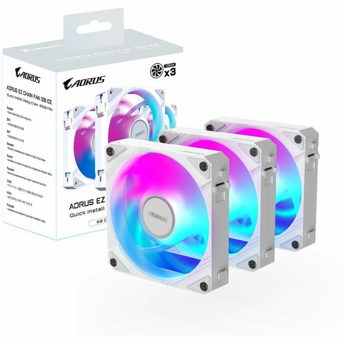 Aorus EZ CHAIN FAN 120 ICE Triple Pack Mm Cooling Fans With Optimized Airflow For System Ventilation GP-ECFAN1203 ICE GP-ECFAN1203 GP-ECFAN1203 ICE