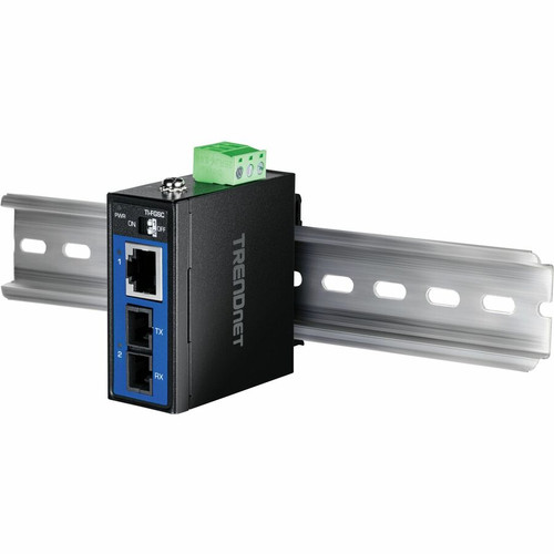 TRENDnet TI-FGSC Hardened Industrial 1000Base-LX Multi-Mode SC Fiber Converter - 1km - 1x RJ-45 - 1x SC Duplex - DIN Rail Mountable